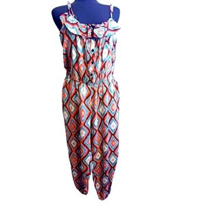 Orange & Blue Diamond Pattern Jumpsuit Romper Size 2X By Toxik3